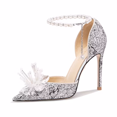 (W) Lily Wei Stiletto Pumps 'Jade Porcelain Black Pearl'