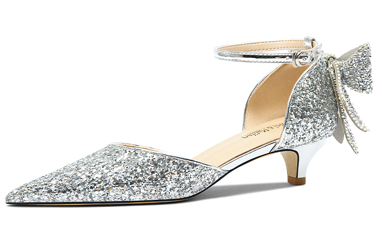 (Women) Lily Wei Stiletto Sandals 'Silver Sequin Butterfly Knot' NN-139-a