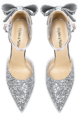 (Women) Lily Wei Stiletto Sandals 'Silver Sequin Butterfly Knot' NN-139-a Lookbook (Women) Lily Wei Stiletto Sandals 'Silver Sequin Butterfly Knot' NN-139-a