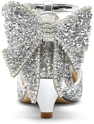 (Women) Lily Wei Stiletto Sandals 'Silver Sequin Butterfly Knot' NN-139-a Shop (Women) Lily Wei Stiletto Sandals 'Silver Sequin Butterfly Knot' NN-139-a