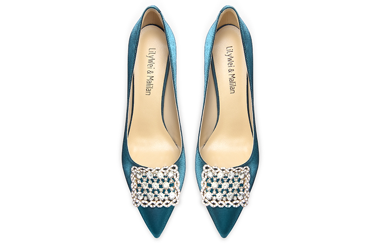 Lookbook (W) 릴리 웨이 스틸레토 슬립온 '피콕 블루 큐빅 버클' (Lily Wei Stiletto Peacock Blue 큐빅 Buckle) NN-206