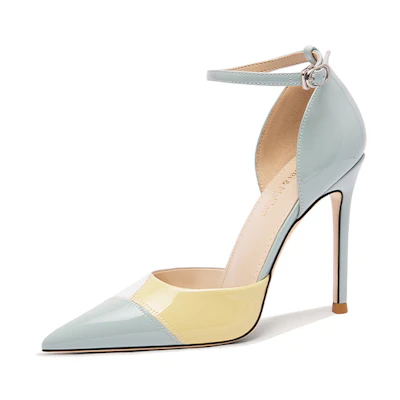 (W) Lily Wei Stiletto Strap Heels 'Blue Patent'