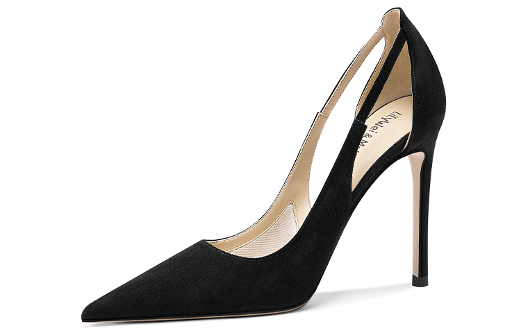 (Women) Lily Wei Suede Cut-Out Slip-On Stiletto 8cm 'Black Shadow' NN-408