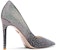 (W) Lily Wei Suede Tumit Tinggi Kelabu 'Kasut Tumit Kristal Perancis' NN-468