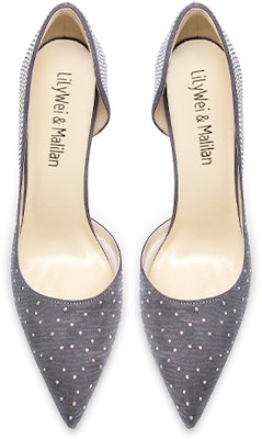 (W) Lily Wei Suede Tumit Tinggi Kelabu 'Kasut Tumit Kristal Perancis' NN-468 Lookbook (W) Lily Wei Suede Tumit Tinggi Kelabu 'Kasut Tumit Kristal Perancis' NN-468