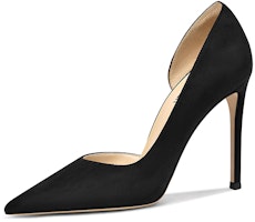 (Women) Lily Wei Suede Mule High Heels 'Black Hollow' NN-134 (Women) Lily Wei Suede Mule High Heels 'Black Hollow' NN-134