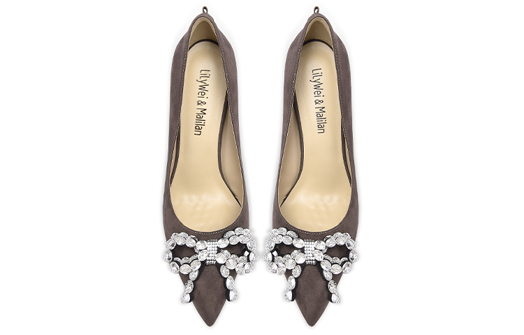 Lookbook (W) Lily Wei Zapato en Ante Punta Fina sin Cordones 'Café' NN-106