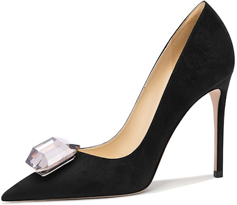 (Women) Lily Wei Suede Stiletto High Heels 10cm 'Black Crystal Slip-On' NN-528 Buy (Women) Lily Wei Suede Stiletto High Heels 10cm 'Black Crystal Slip-On' NN-528