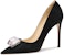 (W) Lily Wei Suede Stiletto Tinggi 10cm 'Black Crystal Slip-On' NN-528