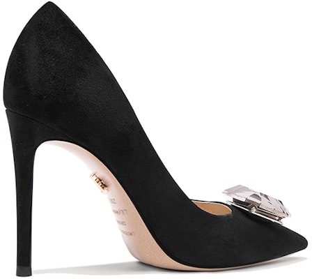 (Women) Lily Wei Suede Stiletto High Heels 10cm 'Black Crystal Slip-On' NN-528 Order (Women) Lily Wei Suede Stiletto High Heels 10cm 'Black Crystal Slip-On' NN-528