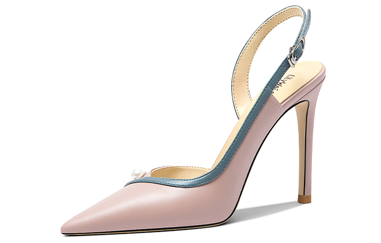 (W) Lily Wei Summer 'Light Pink Open Back Stiletto Pumps'