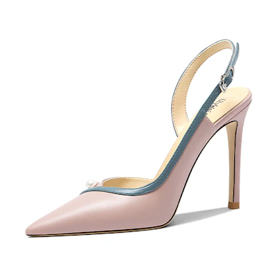 (W) Lily Wei Summer 'Light Pink Open Back Stiletto Pumps'