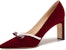 (W) Lily Wei Kasut Tumit Tinggi Mutiara Velvet 'Red Velvet' M1-101