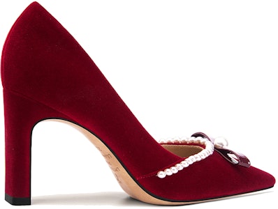 (W) Lily Wei Tacones Altos Confort de Terciopelo y Perlas 'Rojo Terciopelo' M1-101 Order (W) Lily Wei Tacones Altos Confort de Terciopelo y Perlas 'Rojo Terciopelo' M1-101