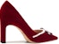 (W) Lily Wei Kasut Tumit Tinggi Mutiara Velvet 'Red Velvet' M1-101