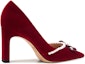 Order (W) Lily Wei Kasut Tumit Tinggi Mutiara Velvet 'Red Velvet' M1-101