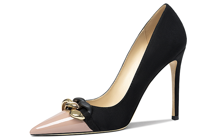 (Women) Lily Wei Velvet Stiletto 10cm 'Black and Pink Elegance' NN-445