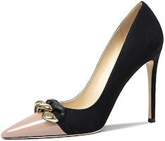 (Women) Lily Wei Velvet Stiletto 10cm 'Black and Pink Elegance' NN-445 (Women) Lily Wei Velvet Stiletto 10cm 'Black and Pink Elegance' NN-445