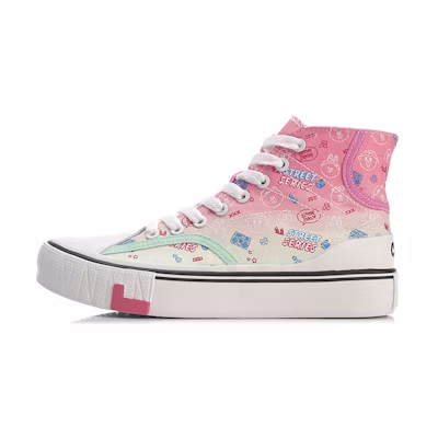 (W) Li-Ning LINE FRIENDS WeiWu Canvas Hi Shoes 'Pink White'