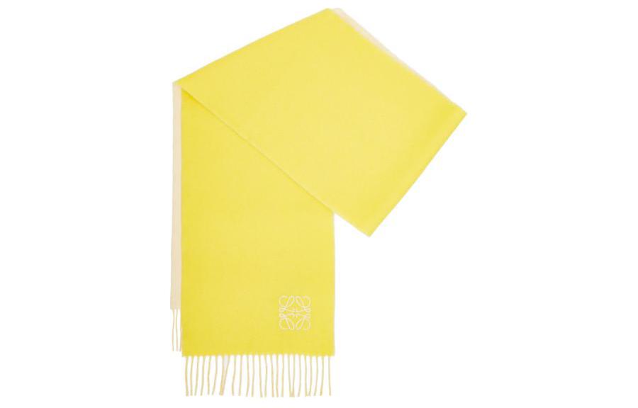 (Women) LOEWE  Anagram Embroidered Fringe Wool Scarf Yellow. F810250X01-8102