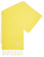 (Women) LOEWE Anagram Embroidered Fringe Wool Scarf Yellow. F810250X01-8102 (Women) LOEWE Anagram Embroidered Fringe Wool Scarf Yellow. F810250X01-8102