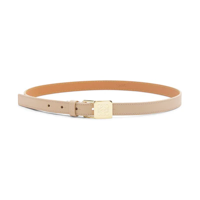 (Women) LOEWE Anagram Engraved Padlock Leather Belt Grey/Gold 2cm Width. E619Z15X12-8500
