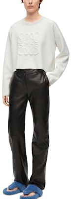 (W) ロエベ ベージュ クルーネック 長袖 プルオーバー スウェットシャツ S540Y14KBG-2100 Purchase (W) ロエベ ベージュ クルーネック 長袖 プルオーバー スウェットシャツ S540Y14KBG-2100