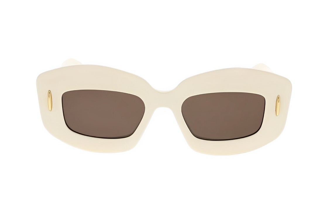 (Women) LOEWE  Beige Geometric Logo Irregular Acetate Sunglasses. LW40114I25E