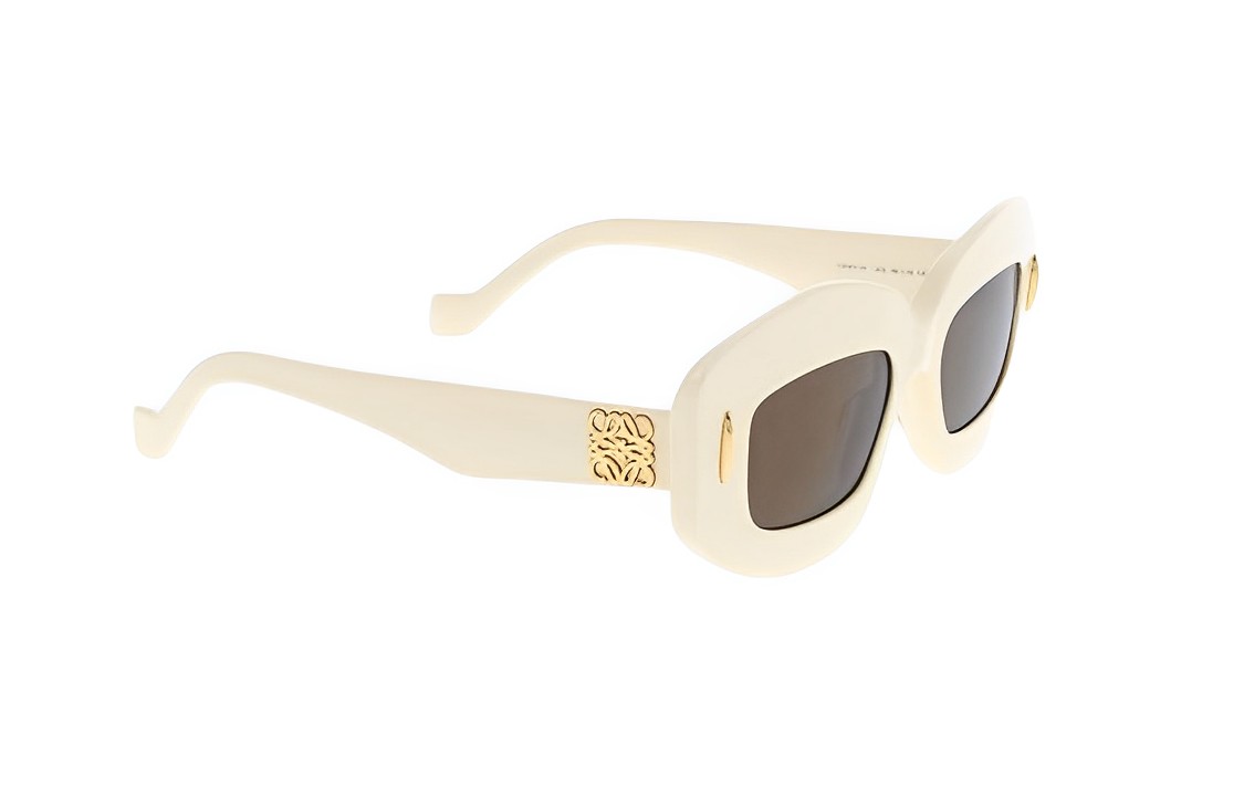 Lookbook (W) LOEWE 米色几何Logo不规则醋酸材质太阳镜。 LW40114I25E
