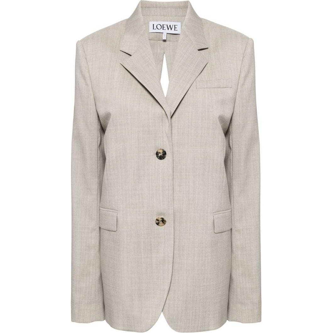 (Women) LOEWE  Beige Single-Breasted Oversized Blazer with Back Tie Detail. S359Y03X77-2863