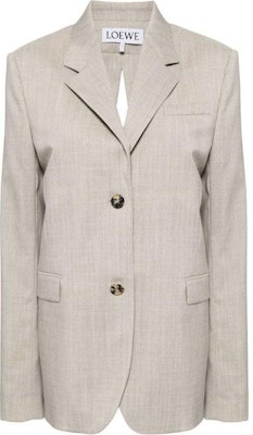 (Women) LOEWE Beige Single-Breasted Oversized Blazer with Back Tie Detail. S359Y03X77-2863 Order (Women) LOEWE Beige Single-Breasted Oversized Blazer with Back Tie Detail. S359Y03X77-2863