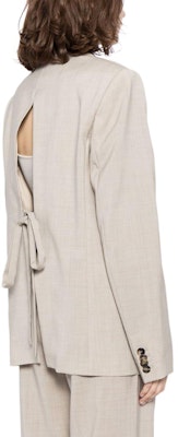 (Women) LOEWE Beige Single-Breasted Oversized Blazer with Back Tie Detail. S359Y03X77-2863 Shop (Women) LOEWE Beige Single-Breasted Oversized Blazer with Back Tie Detail. S359Y03X77-2863