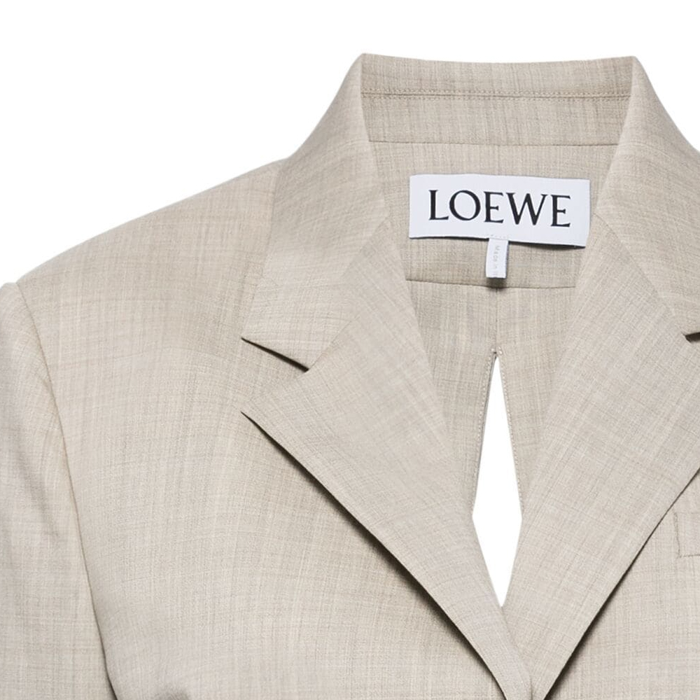Sizing (W) LOEWE 米色單排扣綁帶細節寬鬆西裝外套 S359Y03X77-2863