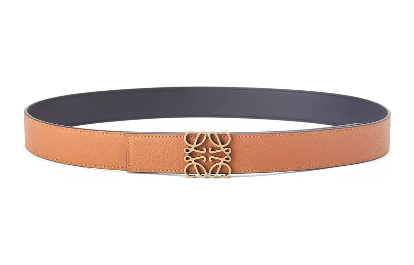 (Women) LOEWE  Belt Brown/Black 3.5cm Calfskin with Signature Buckle E619Z20X04-2935