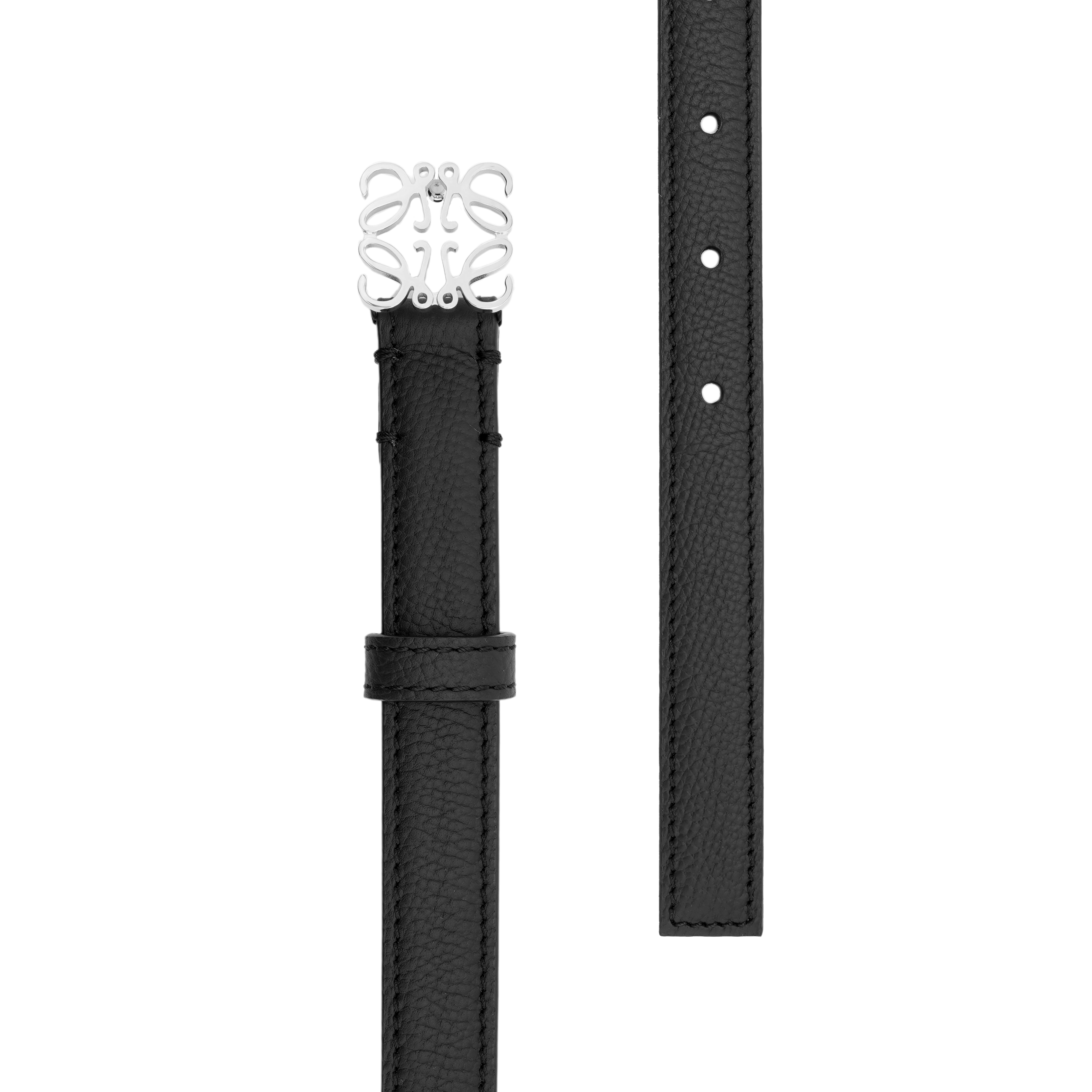 Shop (W) ロエベ ブラック カーフスキン レザー ベルト メタルロゴ バックル 幅2cm E619Z15X031341