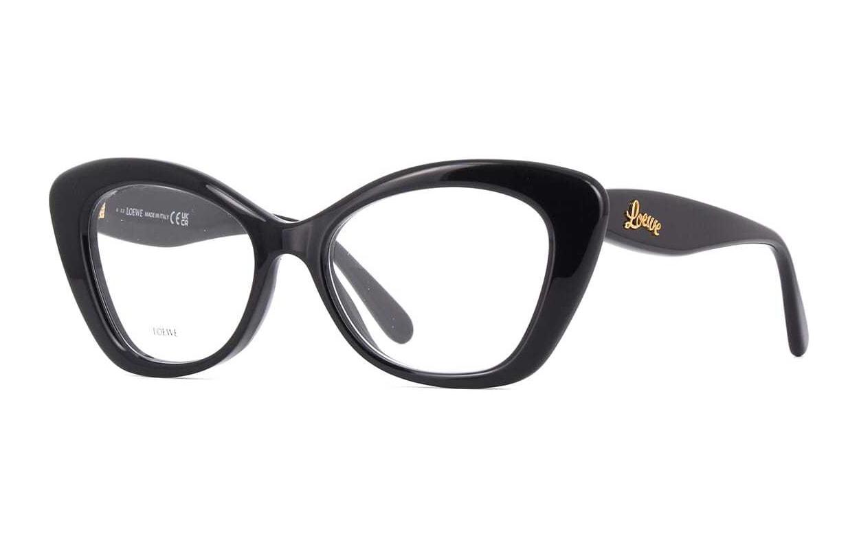 (Women) LOEWE  Black Cat-Eye Acetate Optical Glasses with Logo Temples. LW50067I001