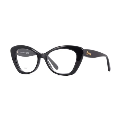 (Women) LOEWE Black Cat-Eye Acetate Optical Glasses with Logo Temples. LW50067I001