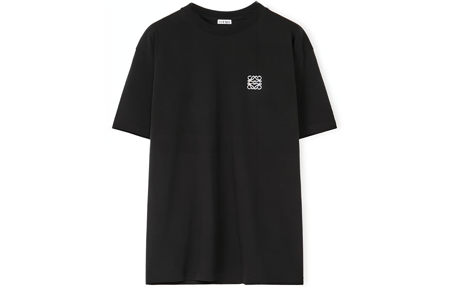 (Women) LOEWE  Black Crewneck T-Shirt with Embroidered Logo. S359Y22X12-1100