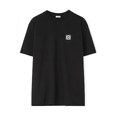 (Women) LOEWE Black Crewneck T-Shirt with Embroidered Logo. S359Y22X12-1100