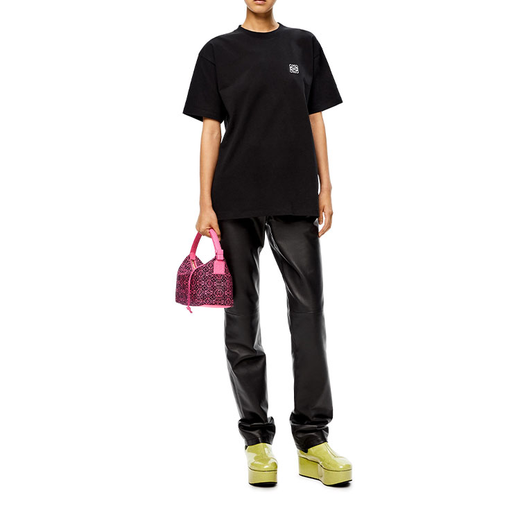 (Women) LOEWE  Black Crewneck T-Shirt with Embroidered Logo. S359Y22X12-1100 圖 3