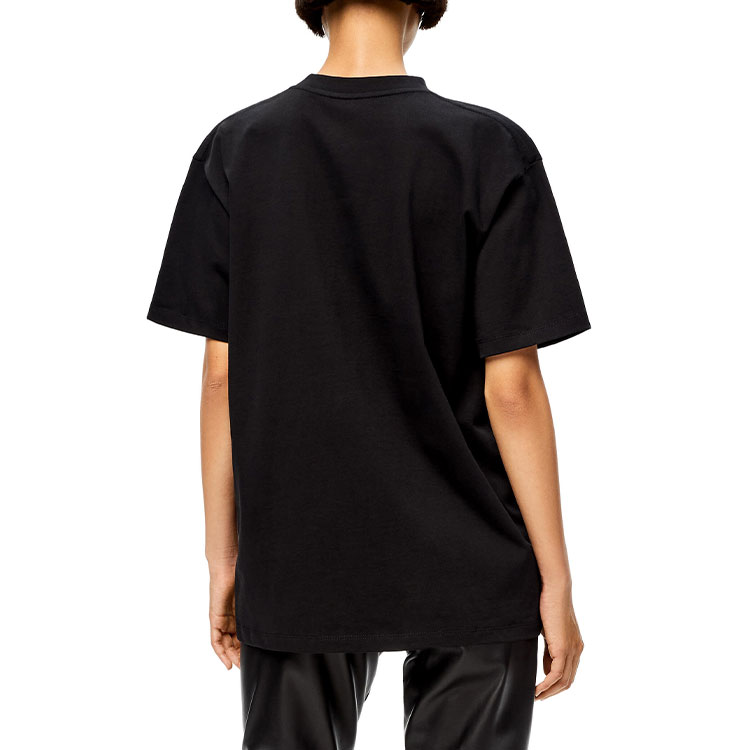 (Women) LOEWE  Black Crewneck T-Shirt with Embroidered Logo. S359Y22X12-1100 圖 5