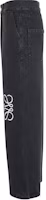 Shop (Women) LOEWE Black Low-Waist Wide-Leg Logo Jeans S359Y11XAG-1100