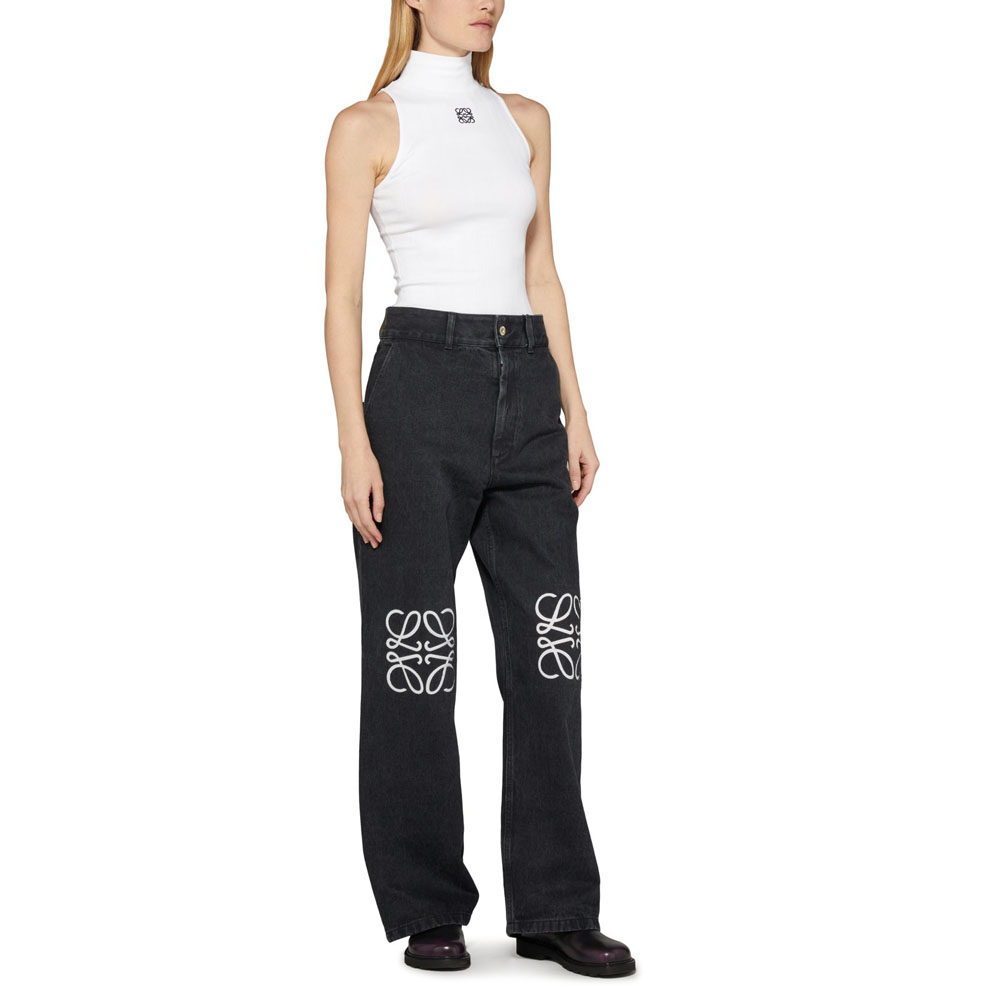 Details for (W) ロエベ ブラック ローウエスト ワイドレッグ ロゴ ジーンズ S359Y11XAG-1100