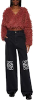 Sizing (Women) LOEWE Black Low-Waist Wide-Leg Logo Jeans S359Y11XAG-1100