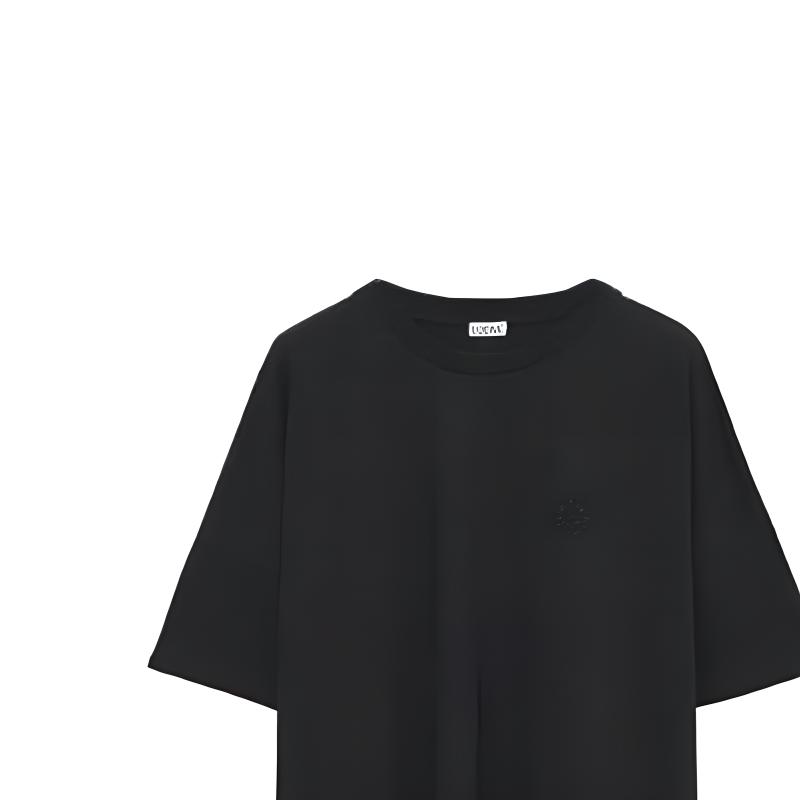 Sizing (W) LOEWE Kaos Hitam Oversized Crewneck Polos S359Y22X58-1100
