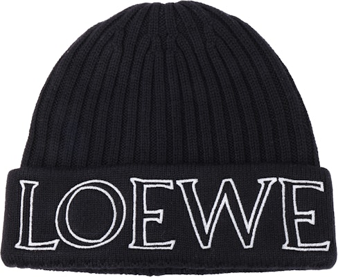 (Women) LOEWE Black Ribbed Knit Wool Beanie Hat F000257X38 Buy (Women) LOEWE Black Ribbed Knit Wool Beanie Hat F000257X38