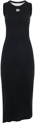 (Women) LOEWE Black Sleeveless Midi Dress with Embroidered Logo and Cinched Waist. S359Y51X68-1100 Buy (Women) LOEWE Black Sleeveless Midi Dress with Embroidered Logo and Cinched Waist. S359Y51X68-1100