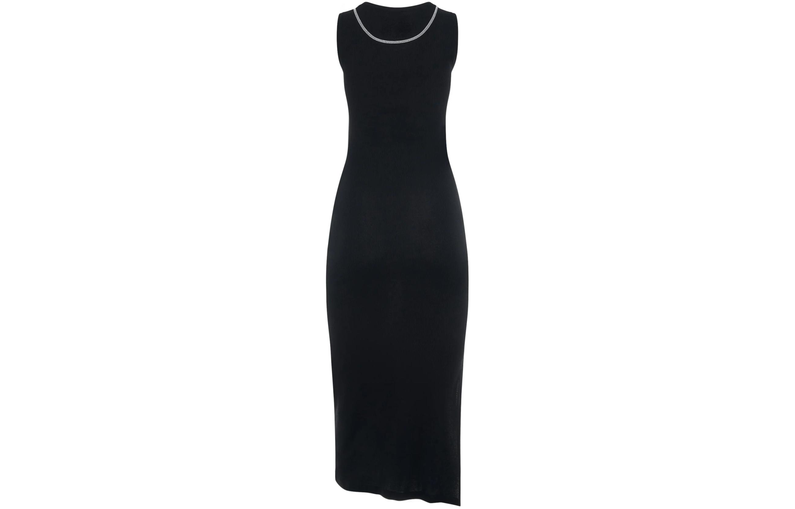 Lookbook (Women) LOEWE  Black Sleeveless Midi Dress with Embroidered Logo and Cinched Waist. S359Y51X68-1100