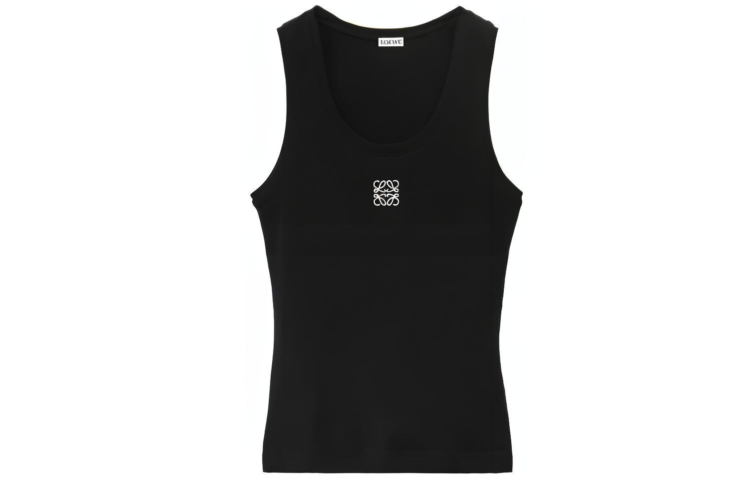 (Women) LOEWE  Black Slim Fit Pullover Tank Top with Logo Embroidery. S359Y23X84-110
