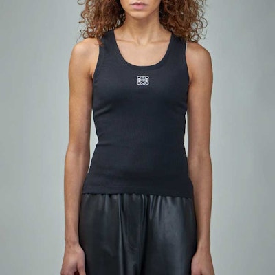 (W) Camiseta sin mangas ajustada negra LOEWE con bordado de logo. S359Y23X84-110 Shop (W) Camiseta sin mangas ajustada negra LOEWE con bordado de logo. S359Y23X84-110